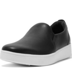 Fitflop Women RallyLeather Platform Black Cush Slip-On Shoes Sneakers Shoes Sz 7